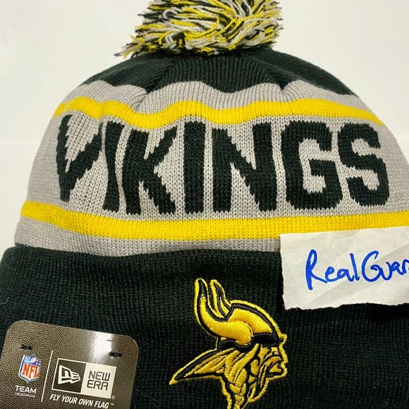 Nwt RARE New Era BLACK Biggest Fan Minnesota Vikings Knit Hat NFL Sport Winter